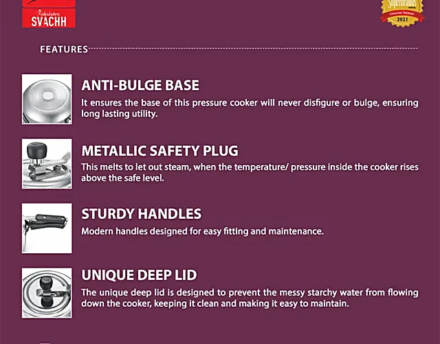 Prestige Nakshatra Svachh Aluminium Spillage Control Pressure Cooker - Silver, 3 l-4.webp